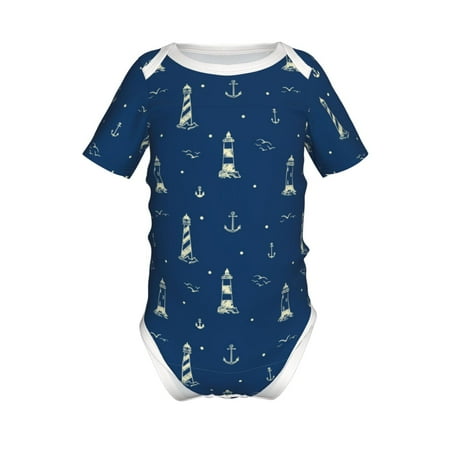 

Gaeub Lighthouses and Anchors Print Infant Climbing Onesie Toddler Outfit Newborn Baby Bodysuit Baby Boy Girl Clothes -12 Months