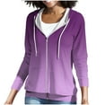 thumbnail image 2 of CENGNIAN No Boundarie Women's Oversized Zip Up Hoodie,Womens Drawstring Long Sleeve Sweatshirts,Y2K Loose Blouses Side zipper With Pocket For Ladies,*2-Purple,Size XXL, 2 of 4