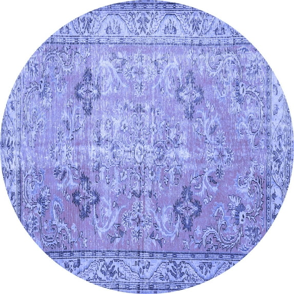 Ahgly Company Machine Washable Indoor Round Persian Blue Traditional Area Rugs, 7' Round