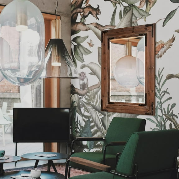 Tyler Dillon Rectangular Wood Framed Wall Mirror with Black Iron Accents - 46.5"H x 34.75"W