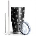 thumbnail image 2 of 30oz Black Halloween Cat Skull Pattern Tumblers Stainless Steel Tumbler with Lid and Straw,Vacuum Insulated Double Wall Travel Tumbler Cups Mug with Cleaning Brush for Coffee,Tea, 2 of 7