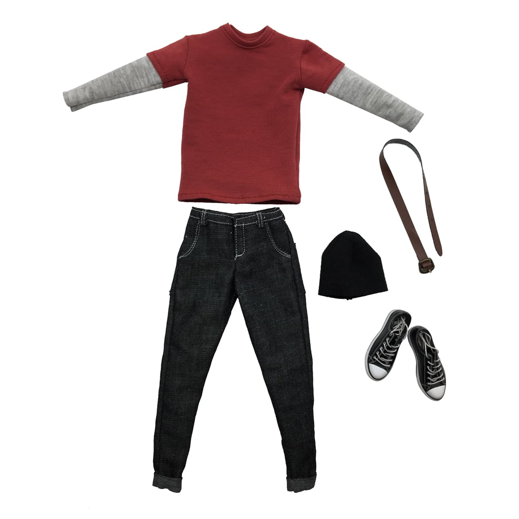 1/6 Male Clothes Shirt T-shirt Outfit for 12'' Action Figure Doll Red 