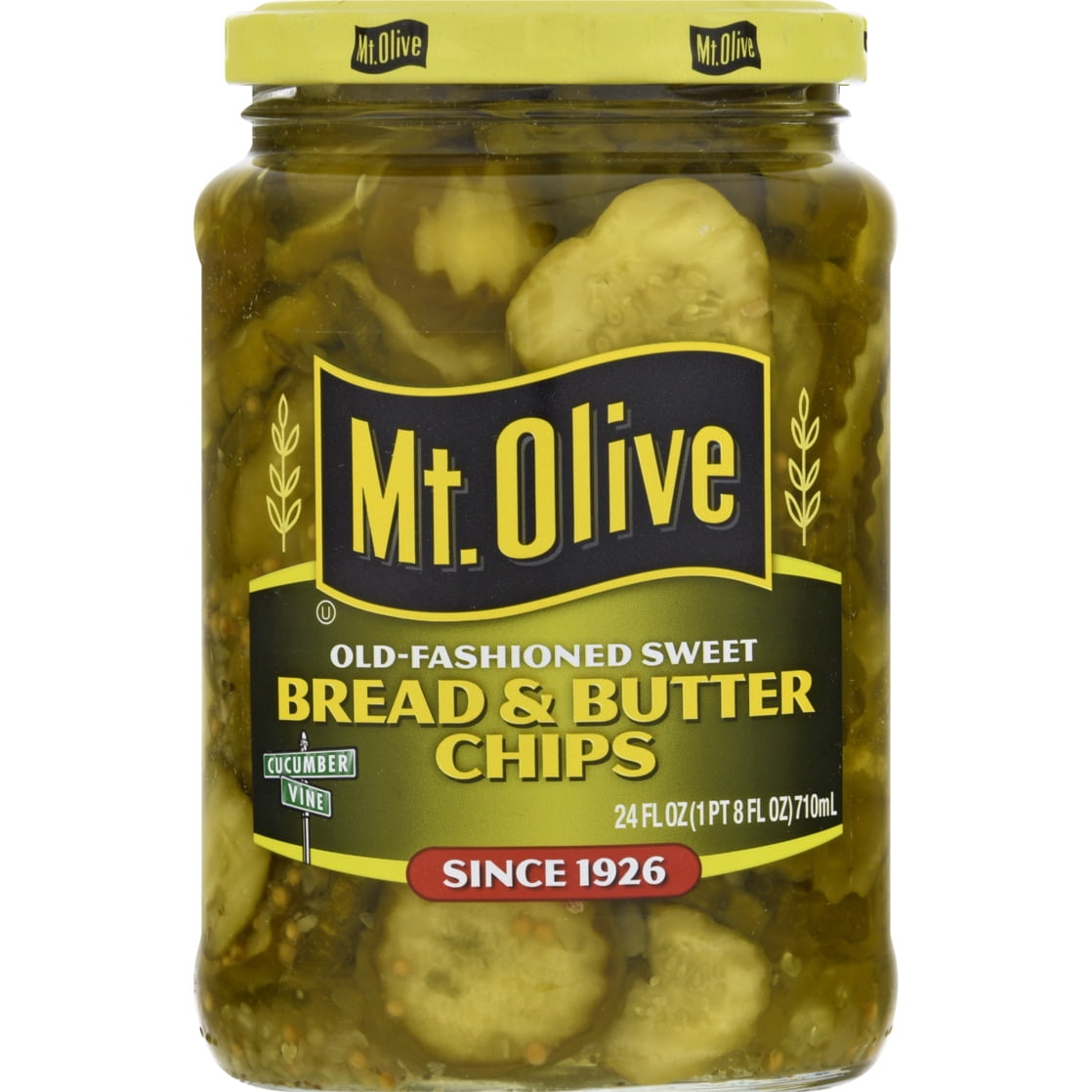 (2 pack) Mt. Olive Old Fashion Sweet Bread & Butter Pickle Chips, 24 fl oz jar
