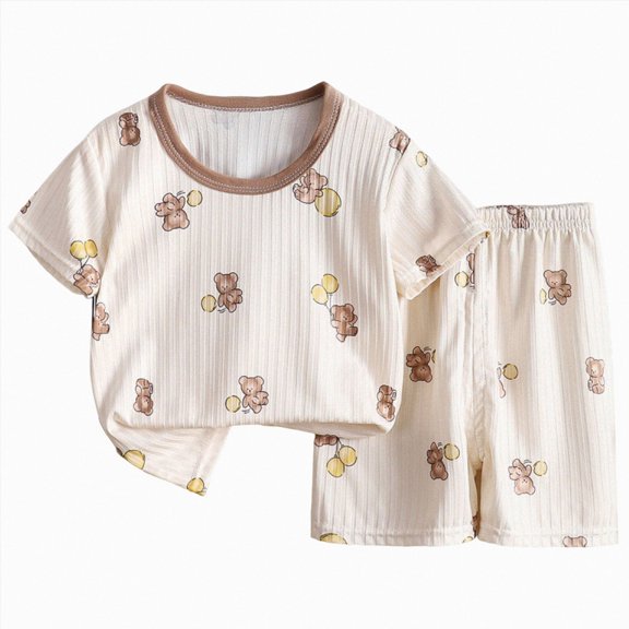 OYXSER Toddler Baby Boy Clothes Casual Outfit Short Sleeve T-Shirt Tee Tops Shorts Clothing Set 2 Piece Spring Summer Clothes, Brown 18-24M
