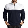 thumbnail image 5 of Xaqiouau Mens Colorblock Quarter-Zip Stand Collar Sweatshirt Long Sleeve Ribbed Cuffs Regular Fit Pullover for Spring & Fall Casual Everyday Tops White XXL, 5 of 8