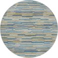 thumbnail image 2 of Addison Rugs Dream Shag Premium Machine Washable Transitional Stripes, Bars, Horizontal Lines Blue Round Rug, 8' x 8', 2 of 8