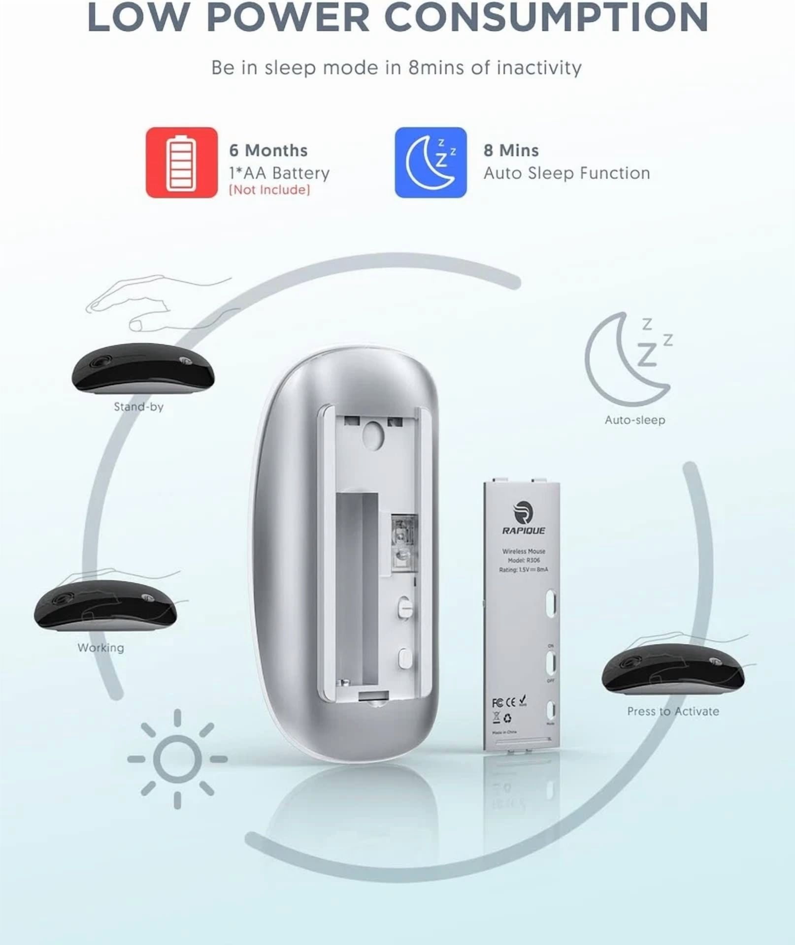 CRESTIN- Bluetooth Wireless Mouse - (Bt5.1+Usb) Slim Dual Mode Computer Mice
