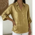 thumbnail image 3 of Mujeres de Verano Tops Casual Cuello Redondo Botón Decorado Manga Corta Superior, Ligera Blusa Cómoda para el Uso Diario, Camisas Y Tops de Moda, 3 of 5