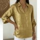 thumbnail image 5 of TaTaai Casual Loose Women T Shirt Gold Foil Print V Neck Pocket Soft Breathable Lightweight Stretch Daily Lounge Street Wear Casual Blouse Top Gift, 5 of 5
