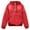 Red, variant on Distressed Denim Hoodie Asymmetrical Zip Up Jacket, Cowl Neck Long Sleeve Outerwear With Pockets, Casual Streetwear Fashion for Women,Size:XXL
