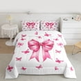thumbnail image 2 of Feelyou Pink Bow-tie Queen Comforter Set, Butterfly Animal Bedding Comforter Set, 3pcs, 2 of 8