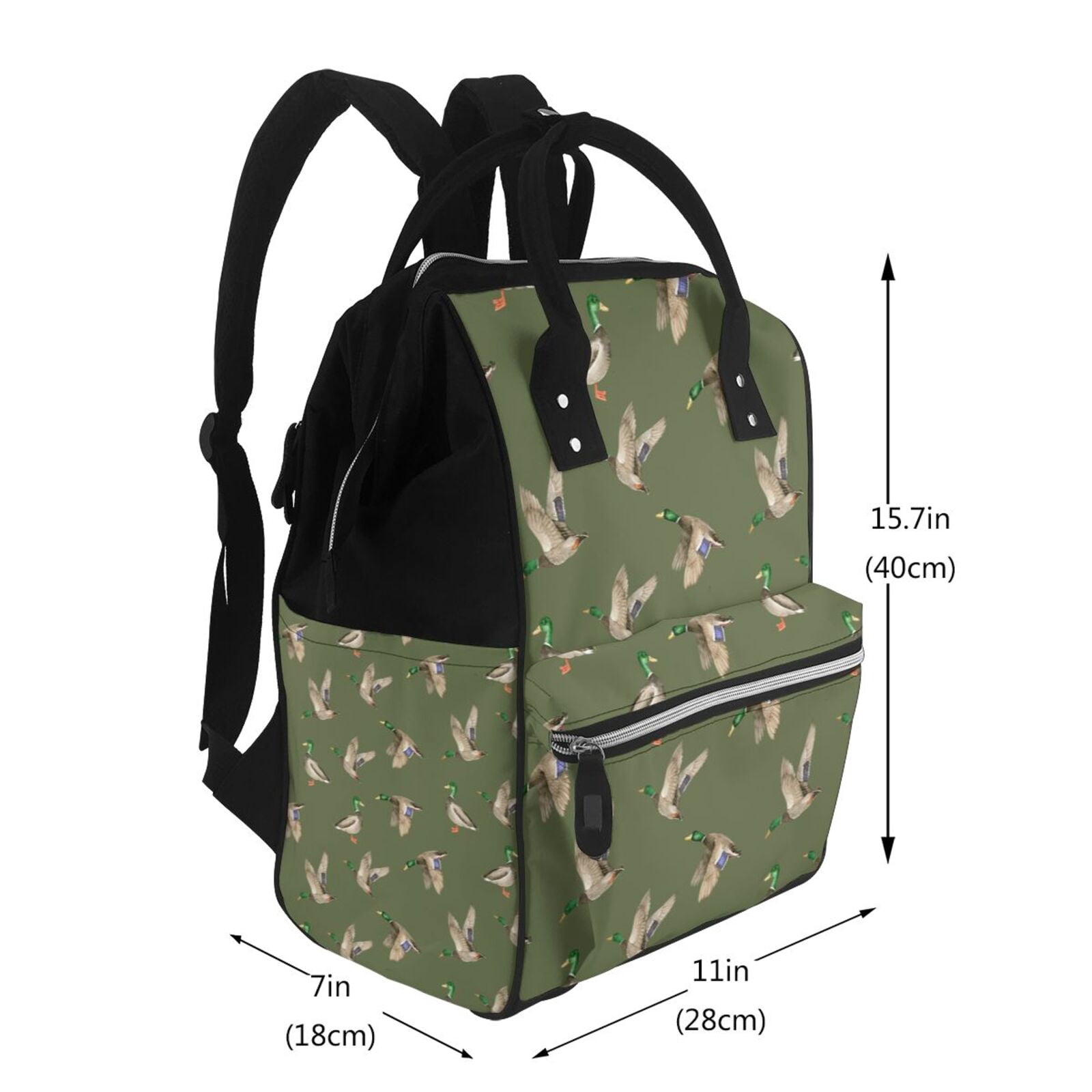 Ratiio Birds Wild Ducks Mummy Backpack - Waterproof Twill Canvas, Large Capacity Diaper Bag with Multiple Pockets and Adjustable Straps