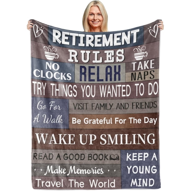 LHSHID Happy Retirement Gifts for Women Blanket Flannel Soft and Comfortable Anti static Bed Sofa Blanket 60x80in