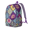 thumbnail image 2 of Canvas Bohemian Print Backpack for Teen Girls, Roomy Boho Style Bookbag with Multiple Pockets, Durable School College Backpack for Women, Perfect Gift for Students, 2 of 5