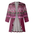 thumbnail image 5 of ZKIRBJV Summer Cardigans for Women Lightweight 3/4 Sleeve Cardigans Plus Size Open Front Shrug Cardigan Floral Print Dressy Draped Cotton Cardigans Hot Pink S, 5 of 6