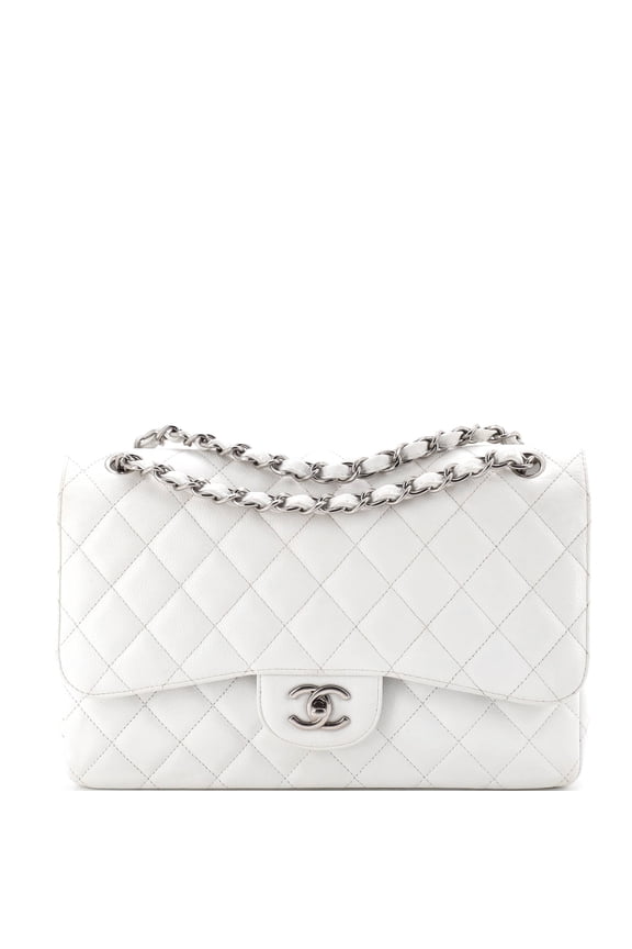 Pre-Owned Vintage Classic Double Flap Bag Quilted Caviar Jumbo By Rebag