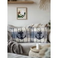 thumbnail image 3 of Waterproof Outdoor Throw Pillows with Inserts 16"x16", Navy Blue Nautical Soft Decorative Pillowcases for Couch Bedroom, Coastal Blue Striped Vintage Pillow Covers for Sofa Living Room, 3 of 8