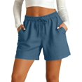 thumbnail image 3 of JUUNthy Womens Cotton Shorts, Daily Wear Comfort Loose Elastic Waist Summer Casual Shorts with Pockets Claret S, 3 of 9