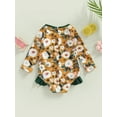 thumbnail image 4 of Bagilaanoe Toddler Baby Girl One-Piece Swimsuit Flower Print Long Sleeve Rashguard Swimwear 9M 12M 18M 24M 3T 4T Kids Ruffle Bathing Suit Beachwear, 4 of 8