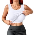 thumbnail image 2 of Stralyhd Built In Bra Tank Tops for Women Summer Tank Going Out Sleeveless Camisole Slim Fit Travel Vacation Outfits White XL, 2 of 6