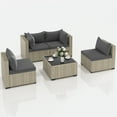 thumbnail image 2 of UDPATIO 5 Pieces Outdoor Patio Furniture Set, Outdoor Wicker Patio Conversation Set with Cushions for Backyard, Porch, Garden(Gray), 2 of 9