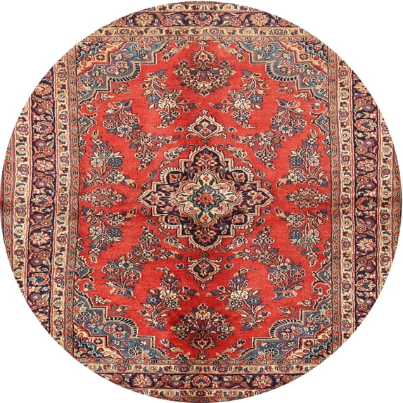 Ahgly Company Indoor Round Traditional Light Copper Gold Medallion Area Rugs, 3' Round