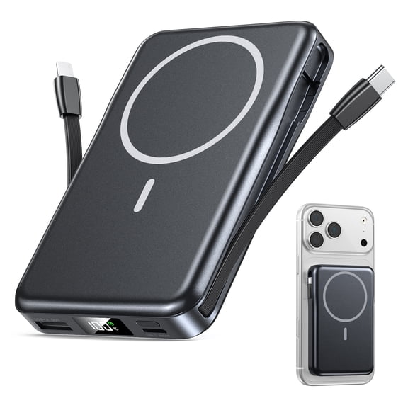 Magnetic Portable Charger, 10000mAh Power Bank, 5 in 1 Portable Charger with Built in Cable, 20W Fast Charging for Battery Pack Compatible with iPhone 18/17/16/15/14/13 , Samsung Series