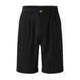thumbnail image 5 of IROINNID Bermuda Shorts for Men Solid Elastic Waist Button Zipper Pocket Cotton Linen Shorts Pants,Black, 5 of 6
