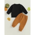 thumbnail image 4 of Wassery Baby Boys Halloween Clothes 6M 12M 18M 24M 3T Toddler Boys Long Sleeve Pumpkin Letter Print Sweatshirt Top Elastic Waist Sweatpants Infant Casual Fall Outfit 0-3Y, 4 of 8