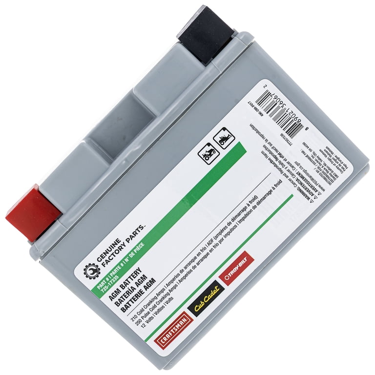 CUB CADET 490-280-F017 12-Volt AGM Battery 210 CCA 50 42 ZTXS6 CUB CADET 490-280-F017 12-Volt AGM Battery 210 CCA 50 42 ZTXS6