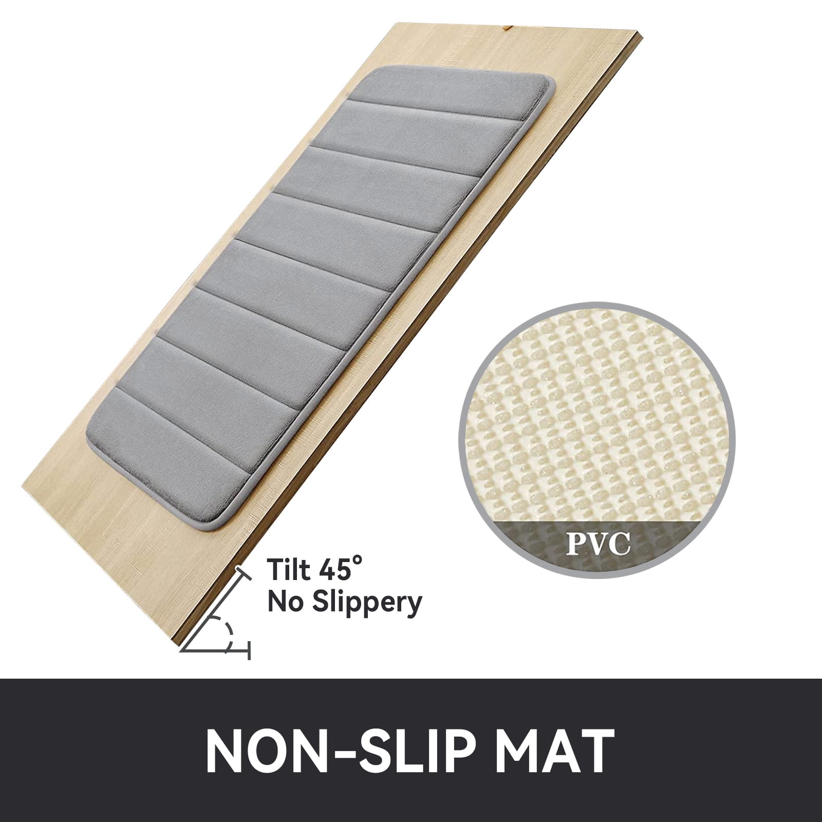 Tripumer Memory Foam Bathroom Mat Set Bathroom Rug Set 3 Piece Non Slip Extra Absorbent Thick Soft Dry Bathroom Mat Sets for Bathroom Washable Carpets Set Light Gray
