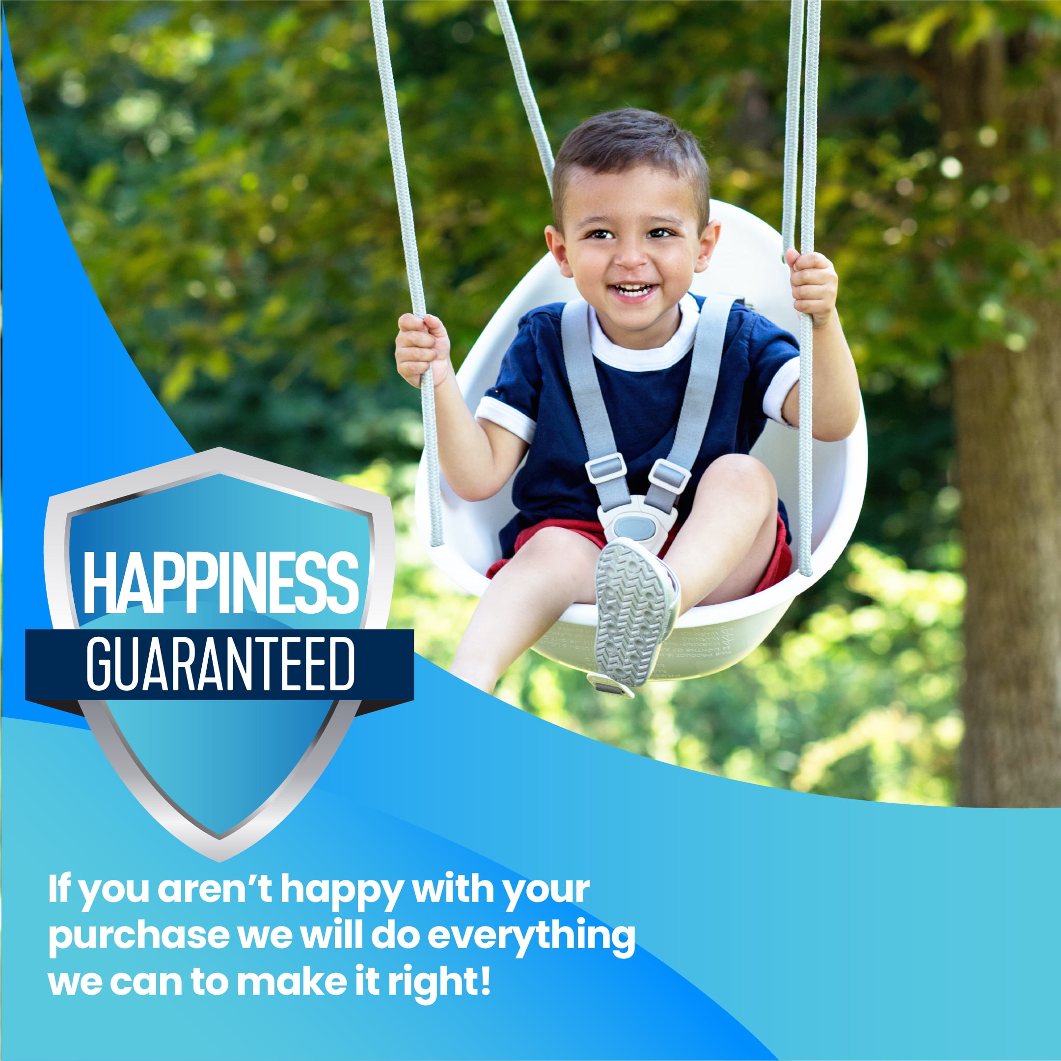 Swurfer Coconut Toddler Swing – Comfy Baby Swing Outdoor, Safe Quick Click Locking System, Easy Installation, Ages 6 - 36 Months, White