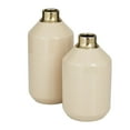 thumbnail image 6 of DecMode 10", 8"H Cream Metal Vase with Gold Rims, Set of 2, 6 of 8
