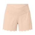 thumbnail image 4 of WPPGONE Maternity Shorts for Women Crossover Waisted Elastic Stretchy Straight Leg Wide Fit Lace Hem Bottoms Summer Lounge Homewear Shorts, 4 of 9