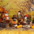 thumbnail image 5 of Lksixu Thanksgiving Birds Ornaments, Fall Decorations for Home, 3D Bird Figurines Cute Plush Birds Doll with Clothes and Hat, Inseparable Birds Harvest Table Decor Animals Garden Statue for Window, 5 of 9