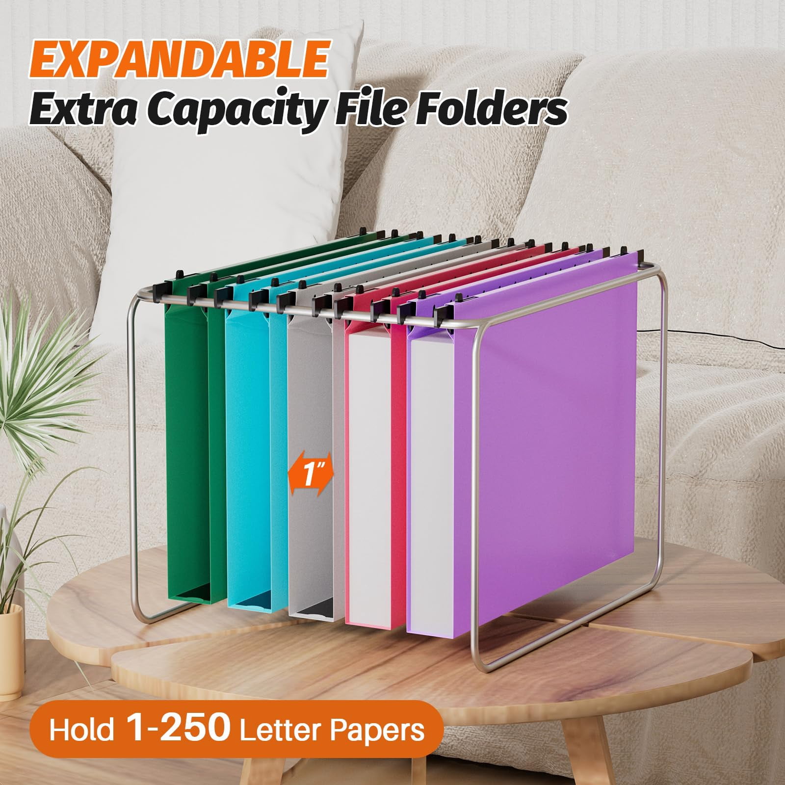 Extra Capacity Plastic Hanging File Folders 12 Pack Reinforced Hang Folder Heavy Duty 1 Inch Expansion Filing Cabinet Letter Size For Bulk Files/medical Charts (no Sealed  Assorted Colors)