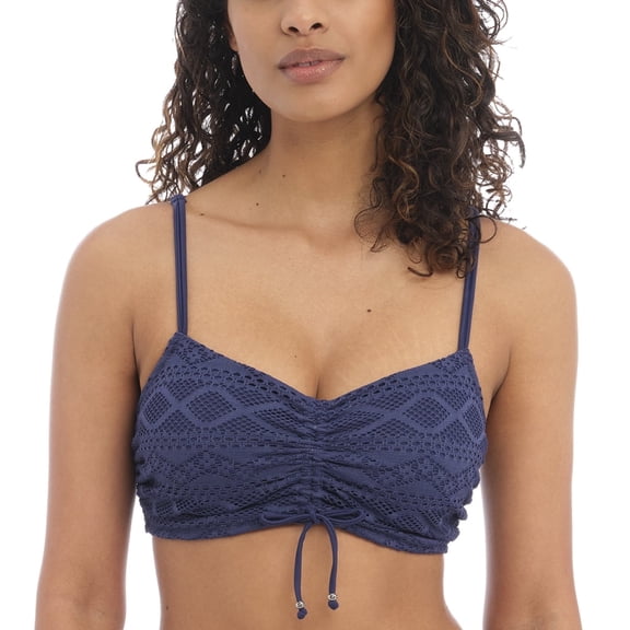 Freya Sundance Concealed Underwire Bralette Bikini Top (4000),32DD,Denim