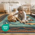 thumbnail image 4 of ODIKA 9'x12' Washable Area Rug Non-Shedding, Easy Care Fish Fishing Vintage Cabin Tackle Net Motif Lake Border Angler for Master Suite, California King, Under Bed, 4 of 7