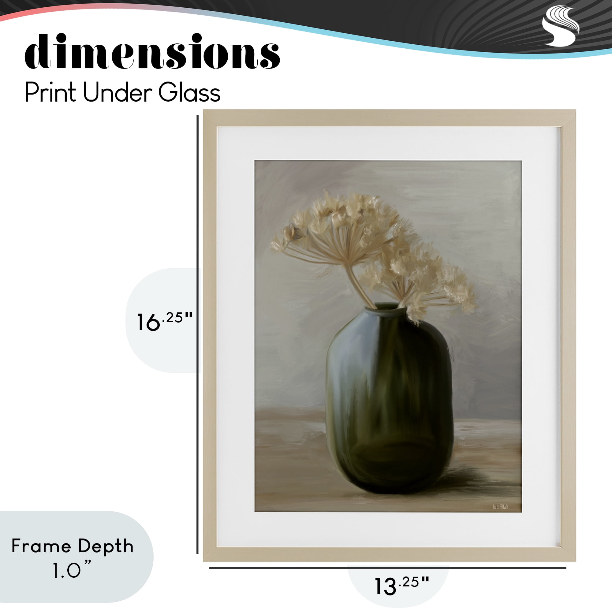 Stupell Industries Dried Blooms in Green Vase Birch Framed Print Under Glass, design by House Fenway
