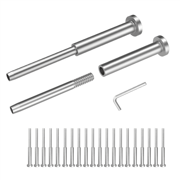 20 Pack 4 X 4 Inch Cable Railing Kits, 1/8 Inch Receiver & Swage Stud End for Deck Stair Cable Railing Hardware Threaded
