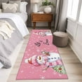 thumbnail image 5 of Pink Christmas Snowman Runner Rug 2x6 FT, Non Slip Hallway Carpet, Xmas Birds Winter Snowflake Washable Soft Floor Carpet Throw Runner Carpet Long Rug for Entryway Kitchen Bedside Sliding Door, 5 of 9