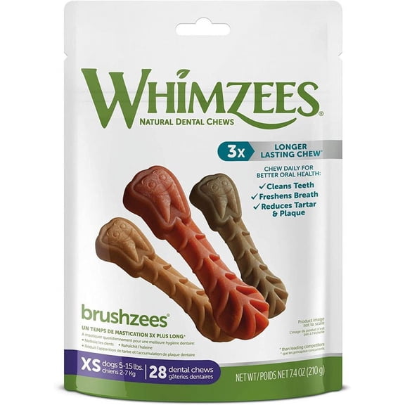 Whimzees Brushzees Dental Treats X-Small [Dog, Treats Packaged] 7.4 oz