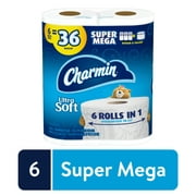 Charmin Ultra Soft Toilet Paper, 6 Super Mega Rolls