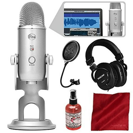 Blue Microphones Yeti Studio USB Microphone All-In-One Professional Recording System for Vocals with Tascam Headphones and Deluxe