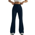 thumbnail image 4 of SELONE Navy Plus Size Yoga Pants Flared Leg Mid Waist Gym Leggings Full Length Summer Pants Curvy Casual Long Flare Vacation Pants Pull on Solid Soft Lightweight Comfy 2XL Breathable Beach Pants, 4 of 6