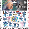 thumbnail image 1 of Pegatinas de tatuaje de Disney Stitch para niños, tatuajes falsos temporales, pasta en la cara, brazo, pierna, fiesta, juguete de regalo de cumpleaños, 1 of 4
