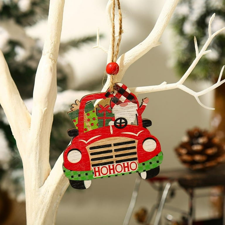 4PCS Wooden Crafts To Paint Christmas Tree Hanging Ornaments