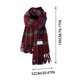 thumbnail image 3 of Bufanda cálida para mujer, tipo chal grande, ideal para el invierno. Bufanda gruesa de punto con estampado de cuadros azul, rojo y naranja. Manta cálida para el cuello con flecos. Suave y ligera. Uni, 3 of 4