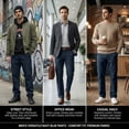 thumbnail image 6 of Men's Heavyweight Cotton-Blend Casual Pants, 360GSM Winter Straight Cut Trousers with Embossed Detailing (29" Inseam), 6 of 12