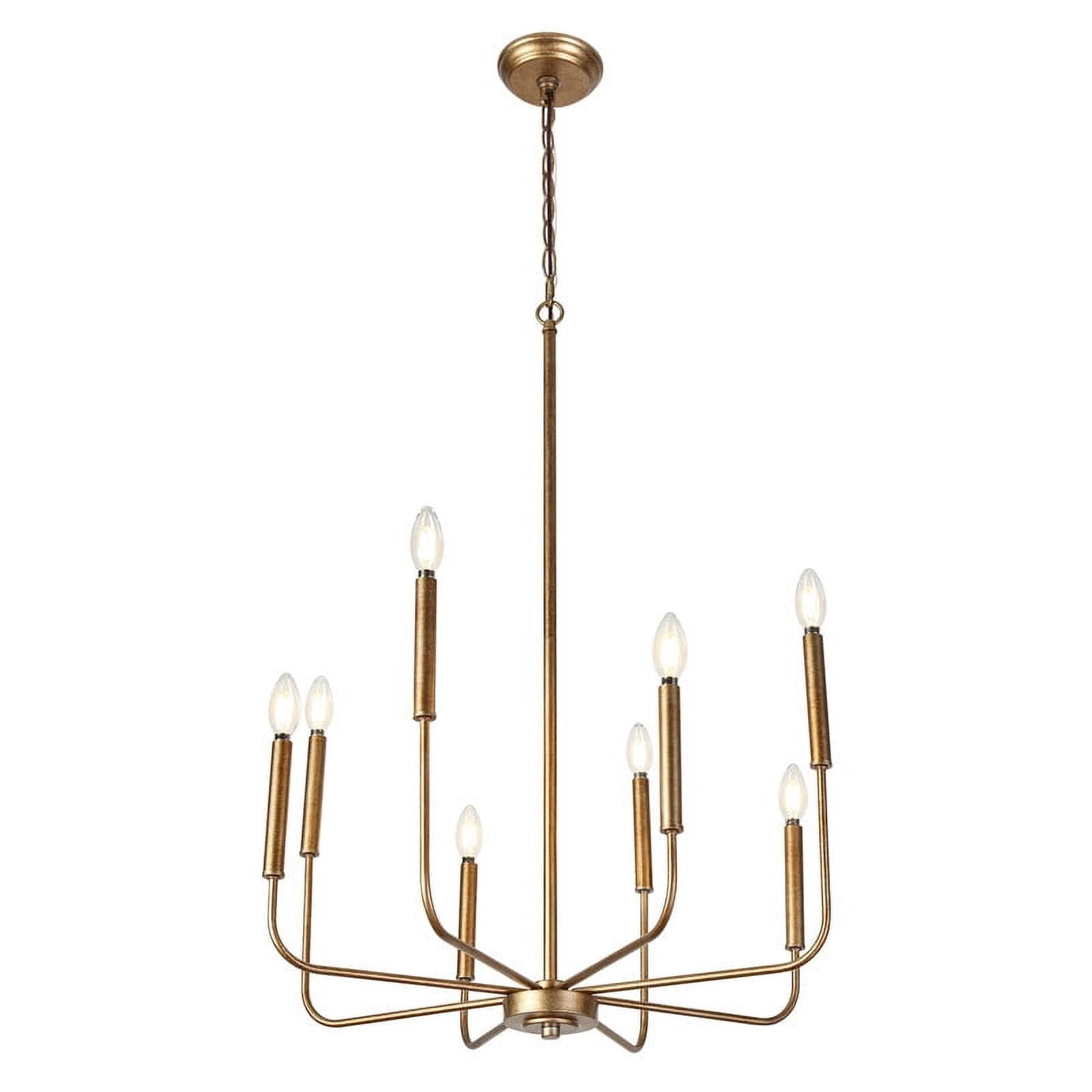 LNC 8-Light Antique Gold Modern Linear Dining Room Chandelier,26.8"D x 26.8"W x 35.4"H